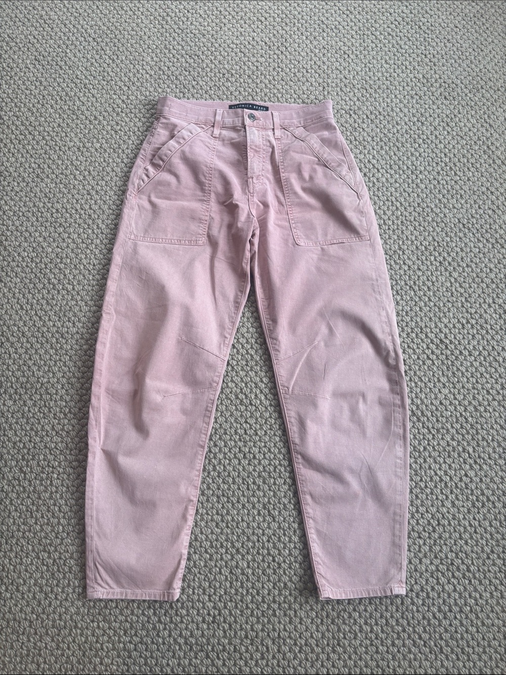 Veronica Beard Charlie High-Rise Pink Barrel Leg Pants